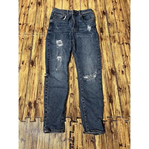 Forever 21 Womens Jeans Button Fly High Rise Straight Leg Blue Denim - Picture 1 of 10